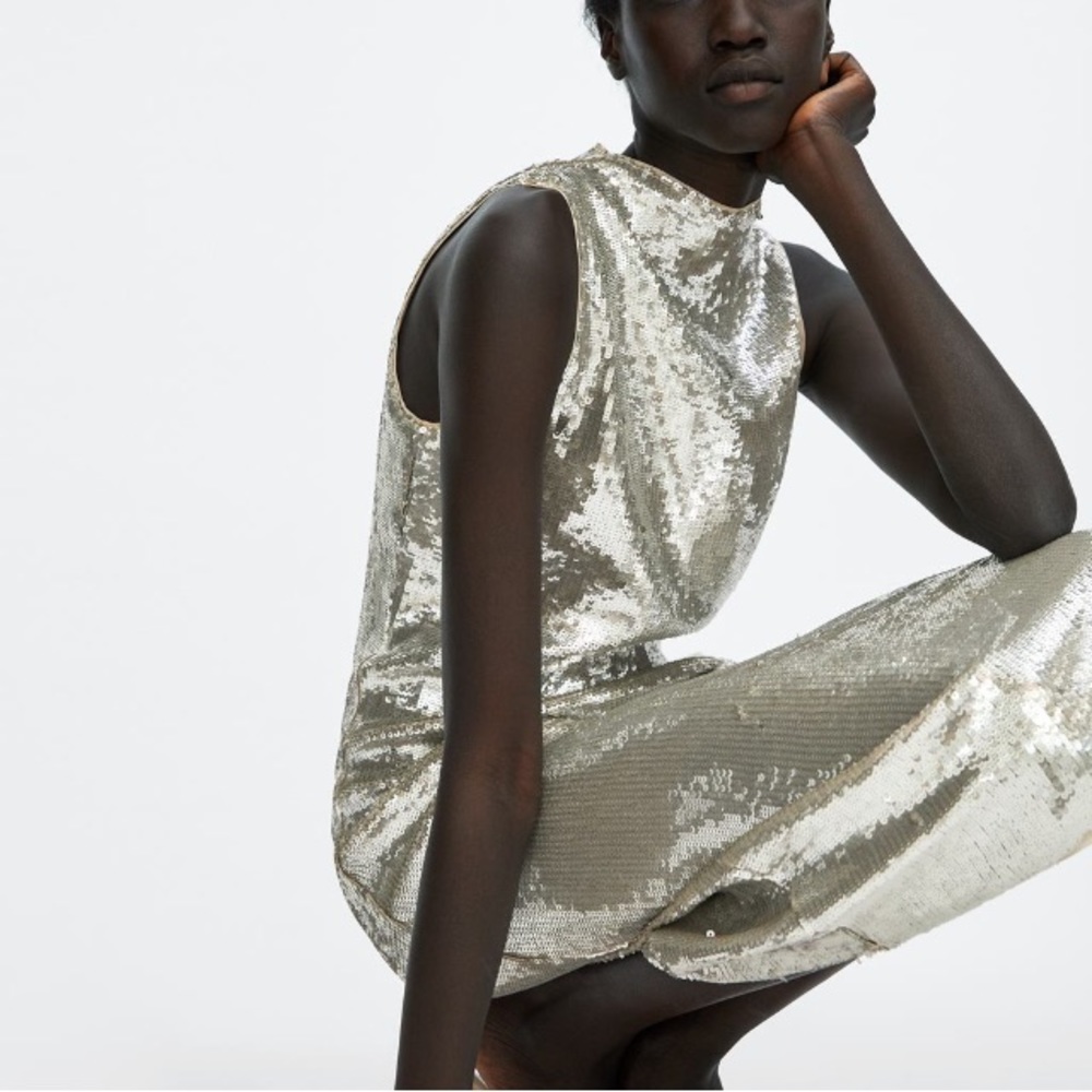 Zara silver sequin dress NWT